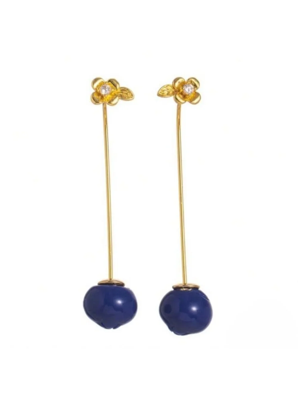 New! Gold Blueberry Drop Earrings (1010) NWOT